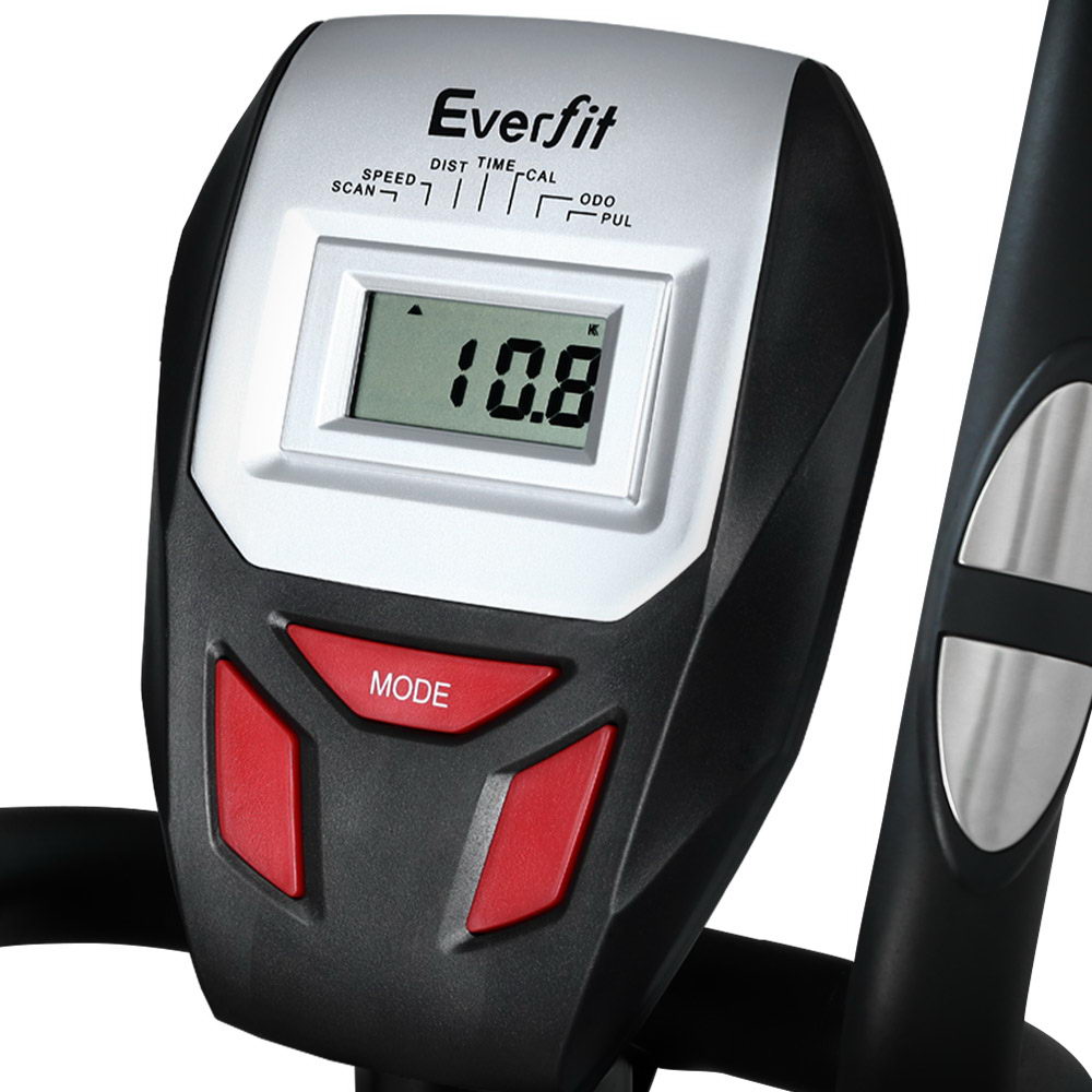Close-up of Everfit exercise bike digital display.