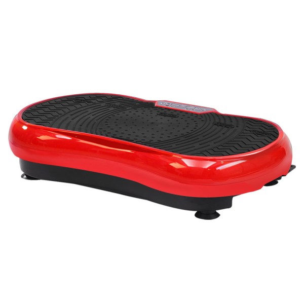 everfit vibration machine platform vibrator resistance rope home fitness red Red vibration fitness machine with textured platform.