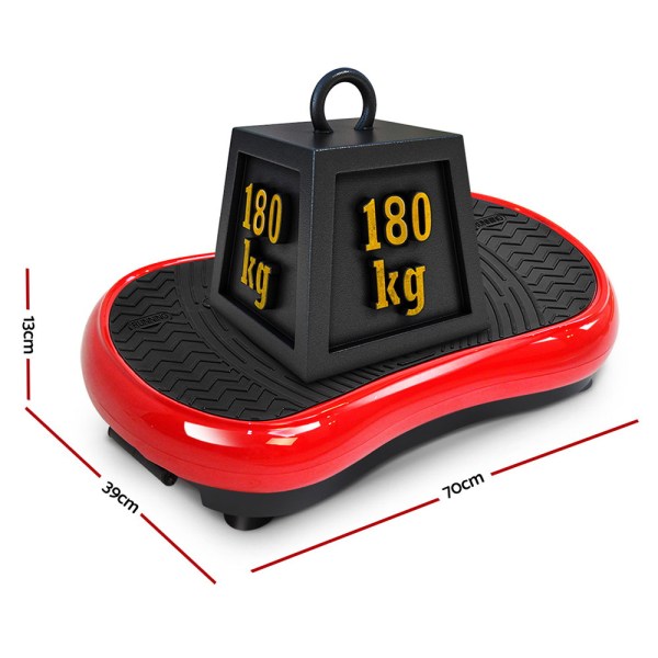 everfit vibration machine platform vibrator resistance rope home fitness red Red vibration plate with 180kg weight limit.
