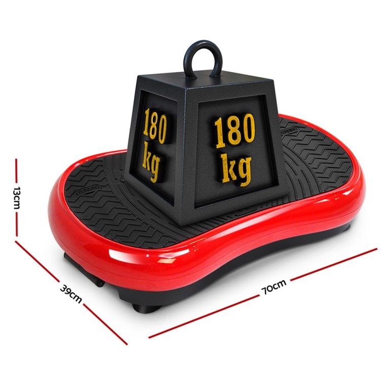 everfit vibration machine platform vibrator resistance rope home fitness red Red vibration plate with 180kg weight limit.