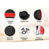 Balance board features: brand, rubber feet, handle, bands.