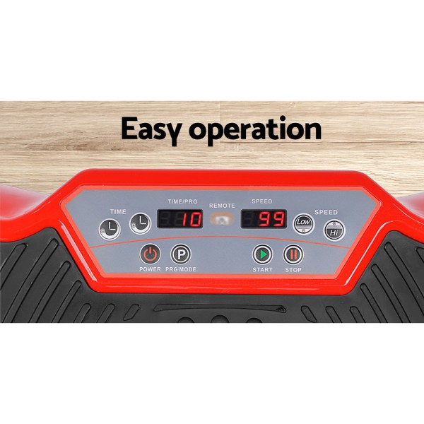 everfit vibration machine platform vibrator resistance rope home fitness red Vibration platform control panel, easy operation display.