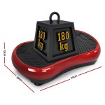 Vibration platform with 180kg weight capacity, red and black.