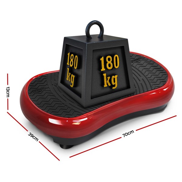 everfit vibration machine platform resistance rope home fitness dark red Vibration platform with 180kg weight capacity, red and black.