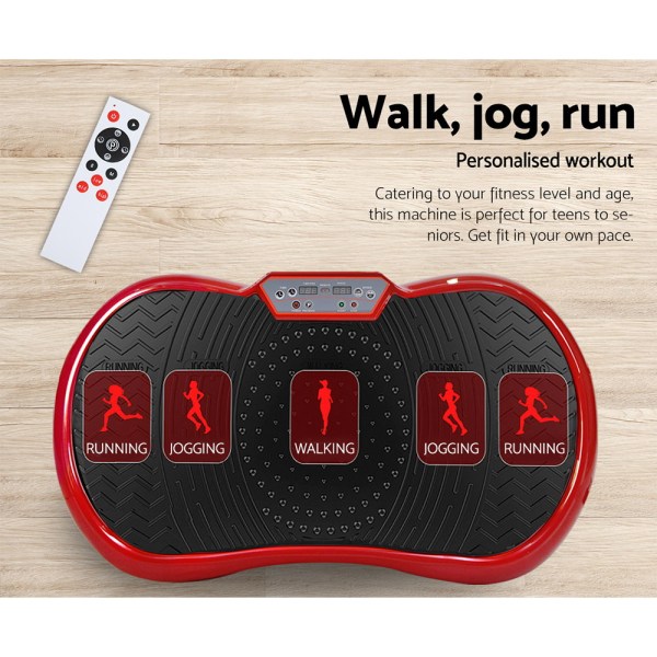 everfit vibration machine platform resistance rope home fitness dark red Personalised workout machine for walking, jogging, running.