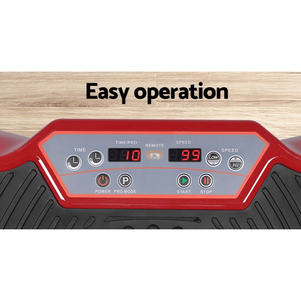 everfit vibration machine platform resistance rope home fitness dark red Vibration machine control panel with easy operation.