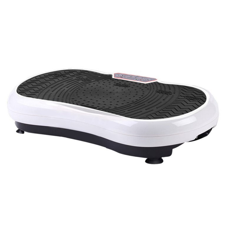 everfit vibration machine platform vibrator resistance rope home fitness white Vibration platform exercise machine in white and black.