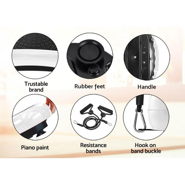 everfit vibration machine platform vibrator resistance rope home fitness white Fitness equipment features: rubber feet, handle, resistance bands.