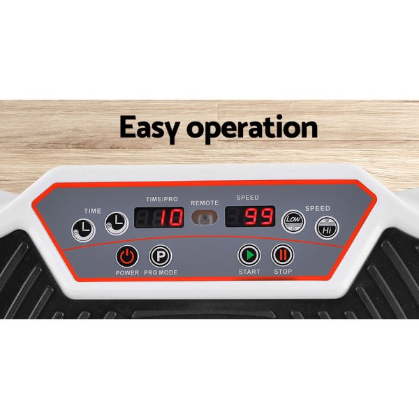 everfit vibration machine platform vibrator resistance rope home fitness white Control panel with speed and time display