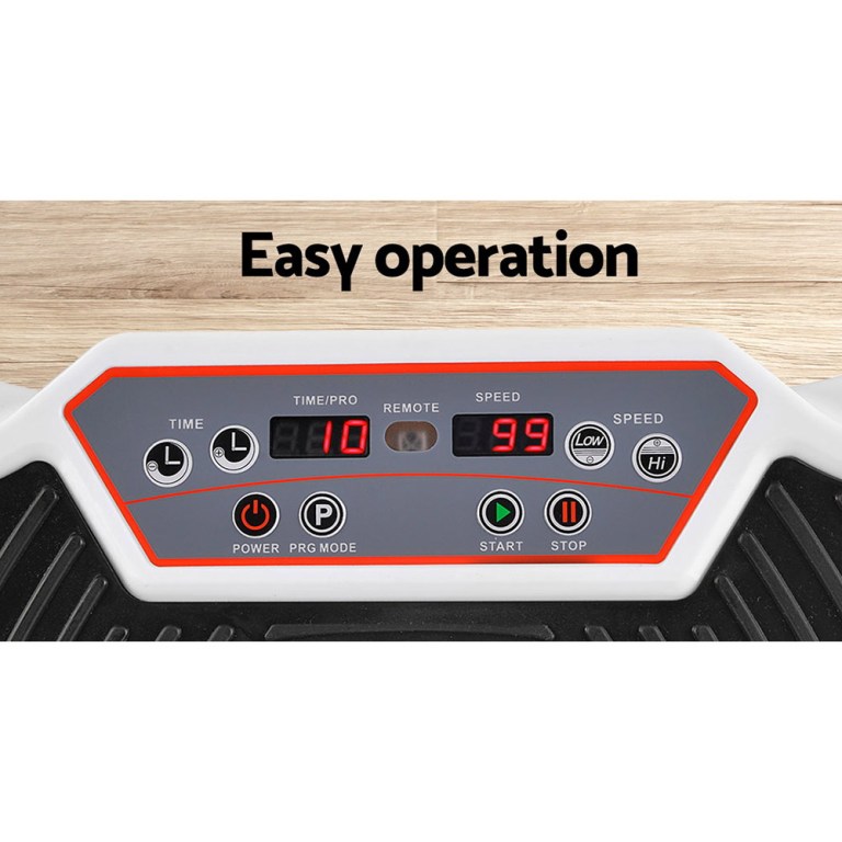 everfit vibration machine platform vibrator resistance rope home fitness white Control panel with speed and time display