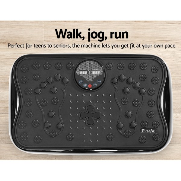 everfit vibration machine platform vibrator with resistance rope home gym black Vibration machine for fitness at any age.