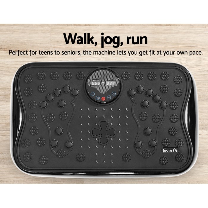 everfit vibration machine platform vibrator with resistance rope home gym black Vibration machine for fitness at any age.