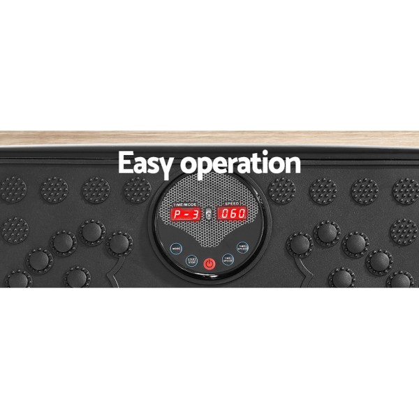 everfit vibration machine platform vibrator with resistance rope home gym black Vibration plate display with easy operation controls