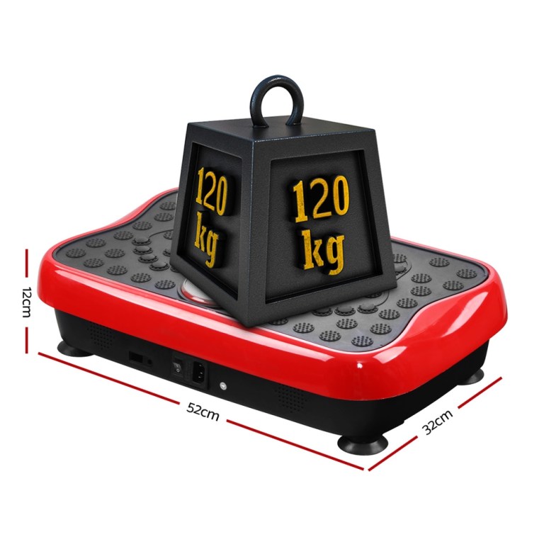 everfit vibration machine platform vibrator with resistance rope home gym red Vibration platform with 120kg weight limit and dimensions.
