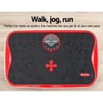 everfit vibration machine platform vibrator with resistance rope home gym red Red exercise vibration plate on wooden floor.