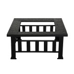 Black fire pit frame, decorative geometric pattern