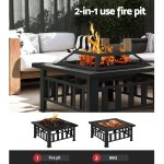 2-in-1 fire pit for BBQ and warmth.