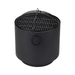 grillz fire pit bbq portable deep bowl outdoor fireplace Black round metal fire pit with mesh cover.