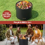 grillz fire pit bbq portable deep bowl outdoor fireplace Large round BBQ grill and fire pit outdoor setup.