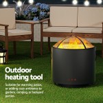 grillz fire pit bbq portable deep bowl outdoor fireplace Outdoor patio heater on grass with chairs.