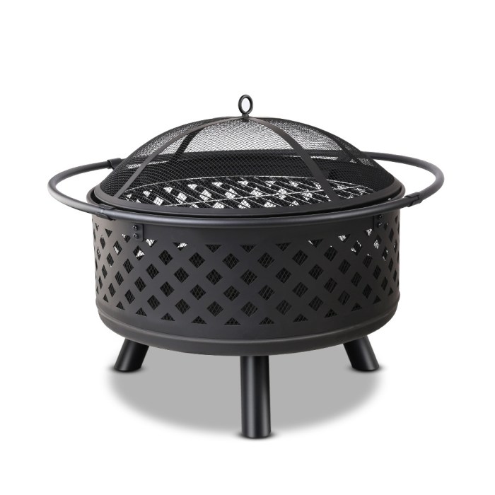 fpit diamond 30 00.jpg Black outdoor fire pit with mesh cover