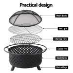 grillz fire pit bbq grill 76cm Exploded view of a fire pit with labels.