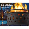 Outdoor fire pit by a pool at night.