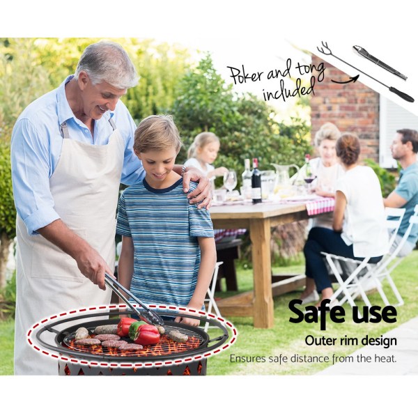 Family barbecue with safe grill design