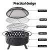 Exploded view of outdoor fire pit components.