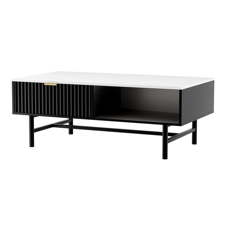 Modern black and white coffee table design.