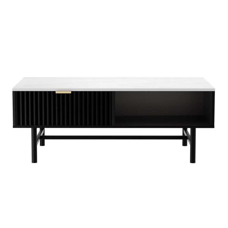 Modern black and white coffee table with storage