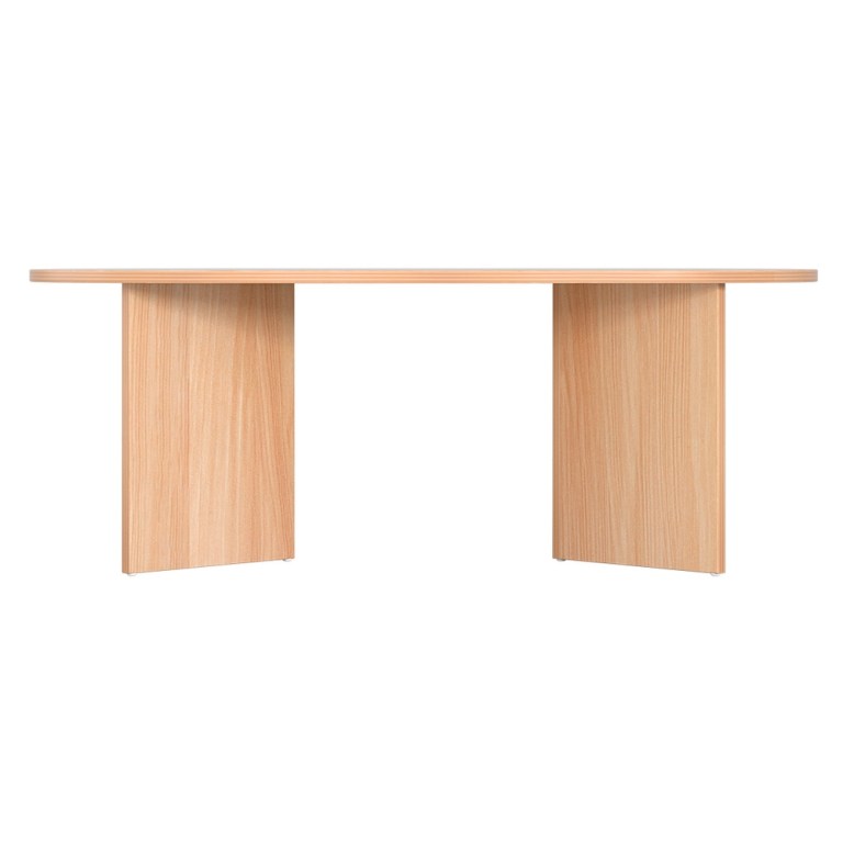 Modern wooden office desk with minimalist design.