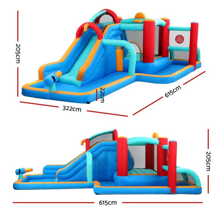 kids inflatable water slide splash pool park jumping castle bounce 615x322cm Inflatable water slide with detailed measurements.