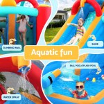 kids inflatable water slide splash pool park jumping castle bounce 615x322cm Kids playing on inflatable water park, climbing and sliding.