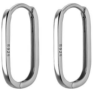Anyco 925 Sterling Silver Oval Huggie Earrings for Women