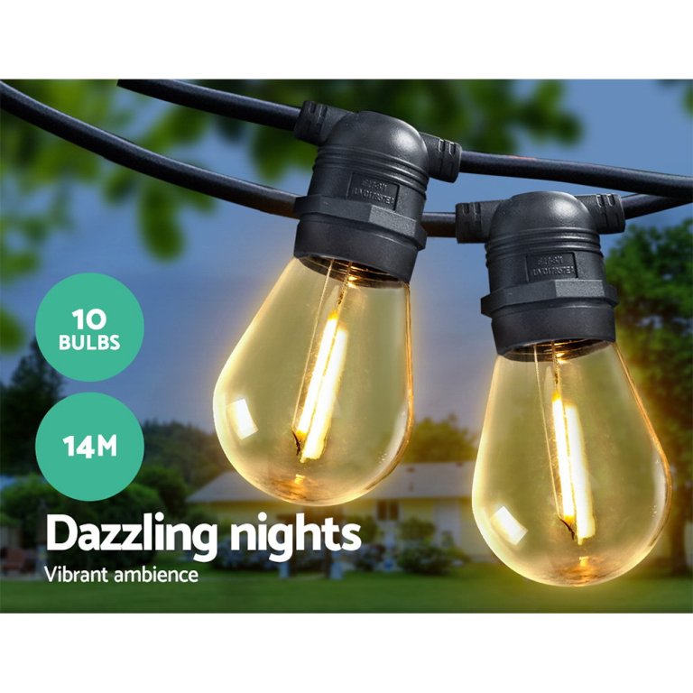 jingle jollys 14m led festoon string lights christmas wedding party outdoor Outdoor string lights create vibrant atmosphere outdoors.