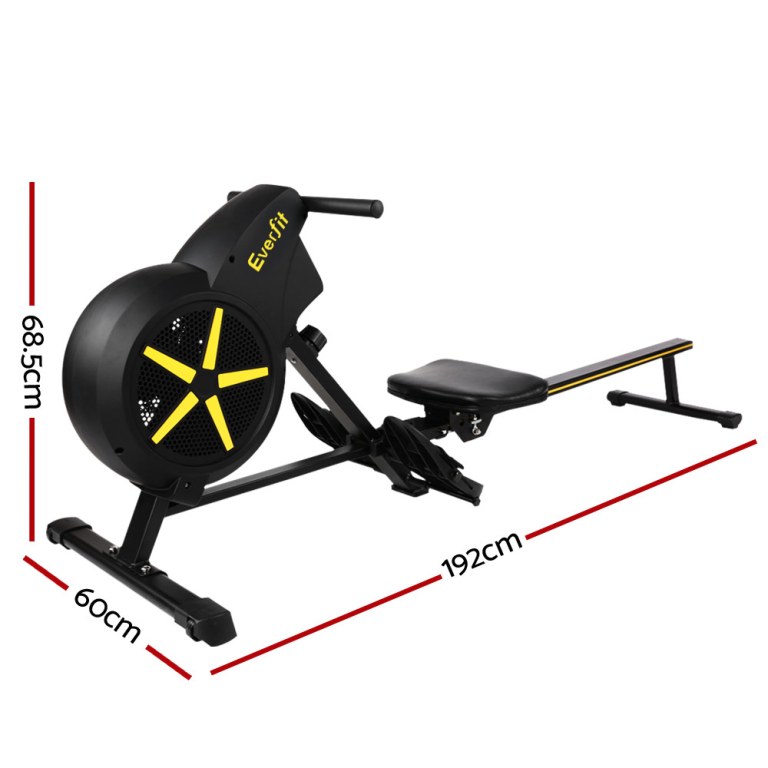 Everfit rowing machine dimensions, 192x60x68.5 cm.