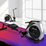 rowing ela 4l si 202502281206 00.jpg Eversfit rowing machines in modern gym space.