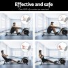 everfit rowing machine rower elastic rope resistance fitness home cardio silver Indoor rowing exercise, full body workout demonstration.