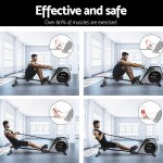everfit rowing machine rower elastic rope resistance fitness home cardio silver Indoor rowing exercise, full body workout demonstration.