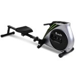everfit rowing machine rower elastic rope resistance fitness home cardio silver Everfit rowing machine for fitness and exercise.