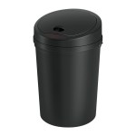 Black rubbish bin with a closed lid