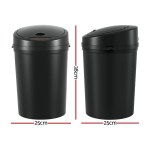 Black bin, 38cm tall, 25cm diameter.