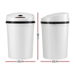 White round bin with measurements 25x38 cm.