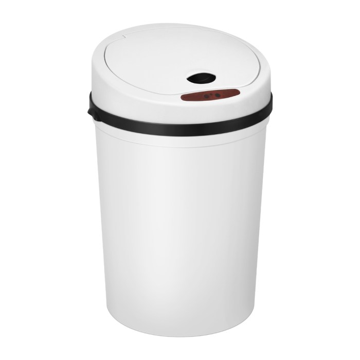 White bin with black rim and lid sensor