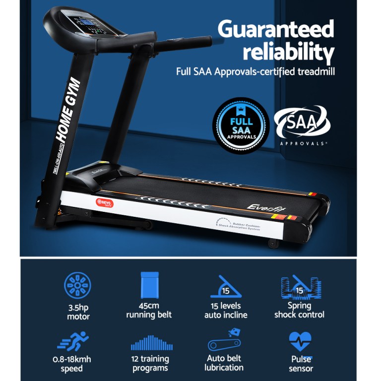 SAA-certified treadmill with advanced features and reliability.