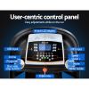 everfit treadmill electric auto incline home gym fitness exercise machine 450mm Treadmill control panel with various features highlighted.