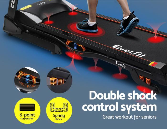everfit treadmill electric home gym fitness exercise machine w/ massager 480mm Everfit treadmill with double shock control system.