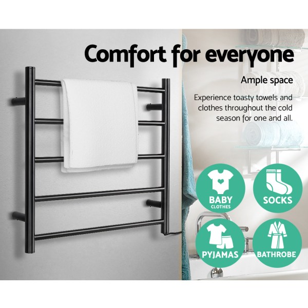 devanti electric heated towel rail rack 5 bars wall mounted clothes dry warmer Towel rack with space for drying clothes