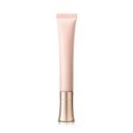 Cosmetic tube with gold cap on white background.